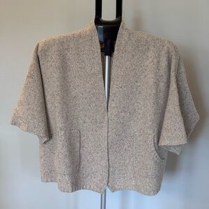 Eileen Fisher Light Taupe Open-Front Sweater Vest Size S